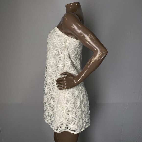 WeWoreWhat Women’s Strapless Floral Lace Mini Dress – Ivory - Picture 10 of 12